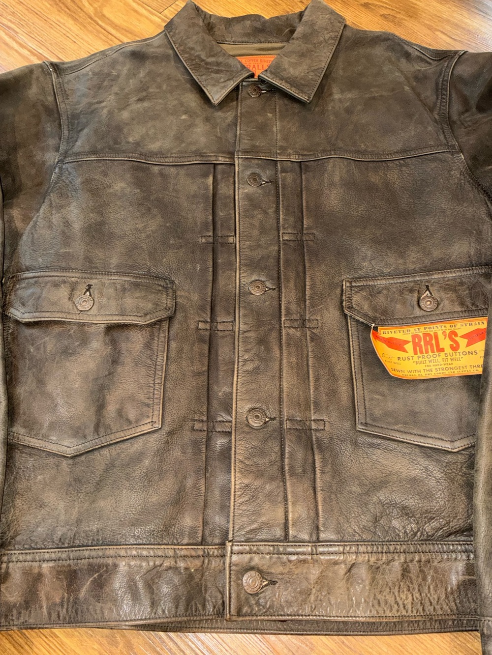 RRL Type 2 Buffalo Leather Brown Jacket - Picture 3 of 16
